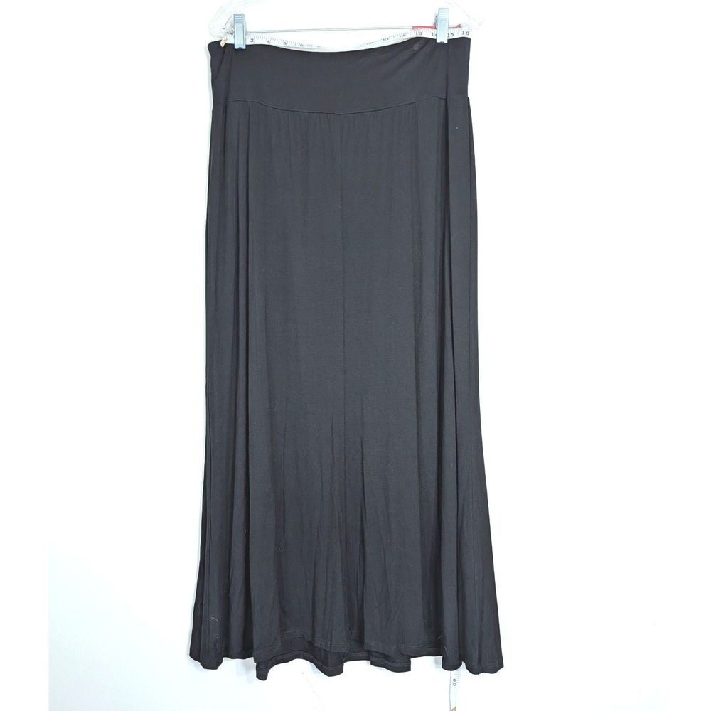 Karen Kane Black Maxi Skirt; Plus Size 1X Stretch Knit Casual